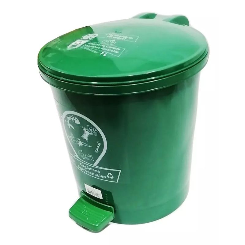 GENERICO - Papelera Redonda 7 Lst Pedal Color Verde