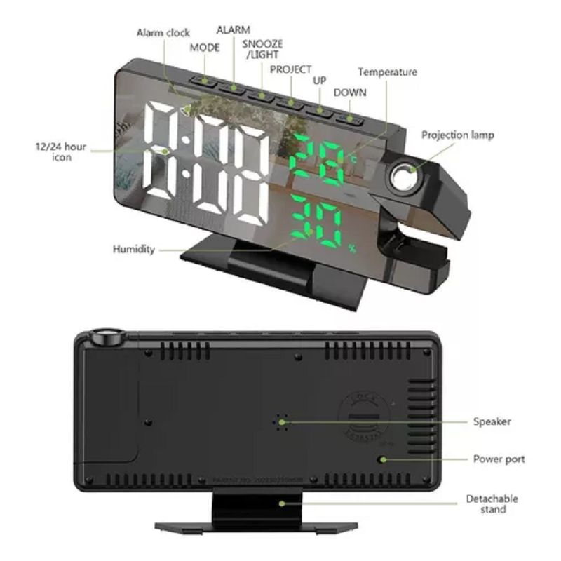 GENERICO - Reloj Despertador Digital Con Proyector