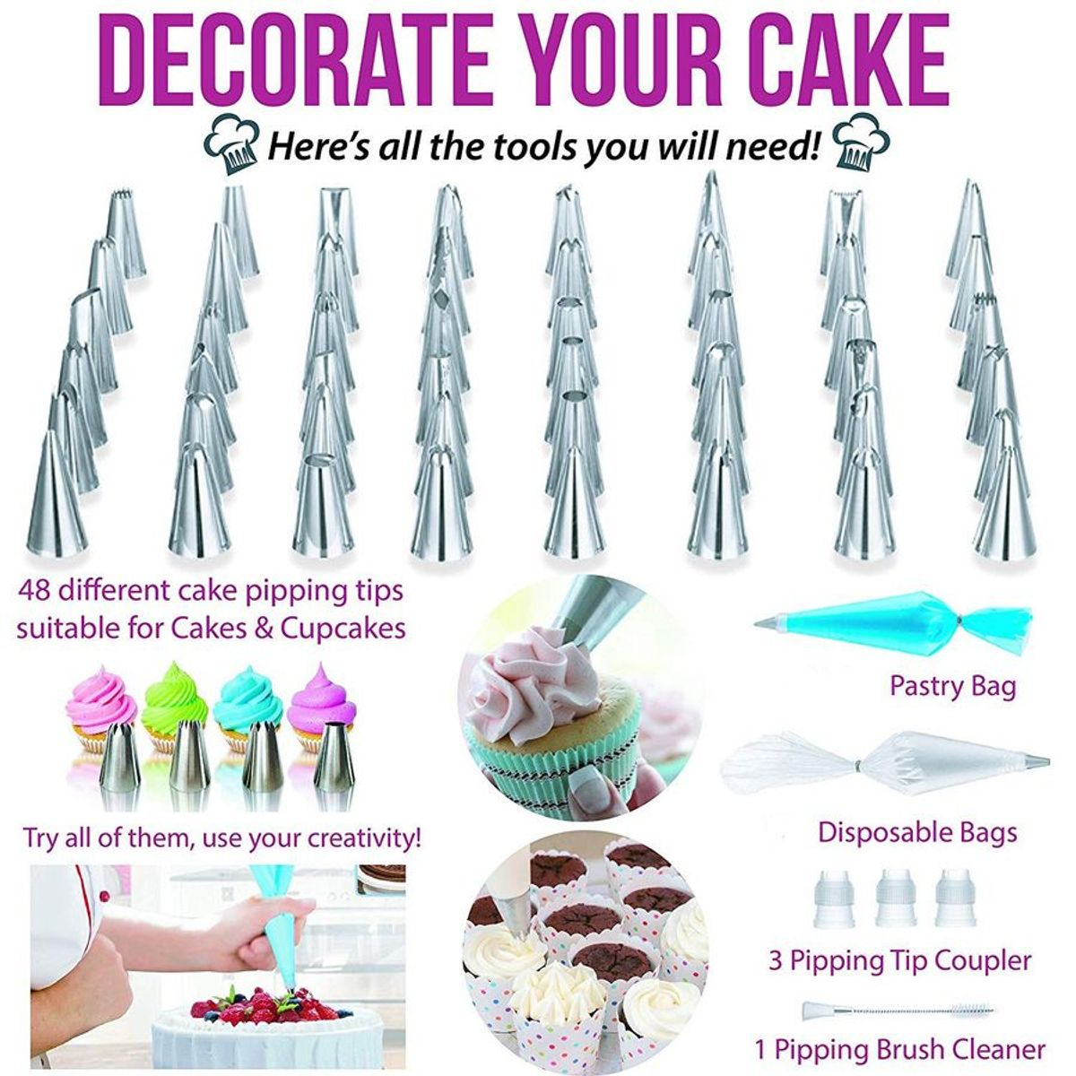 GENERICO - Kit De Pastelería Decoración Completa 137pz Ponqués Pasteles