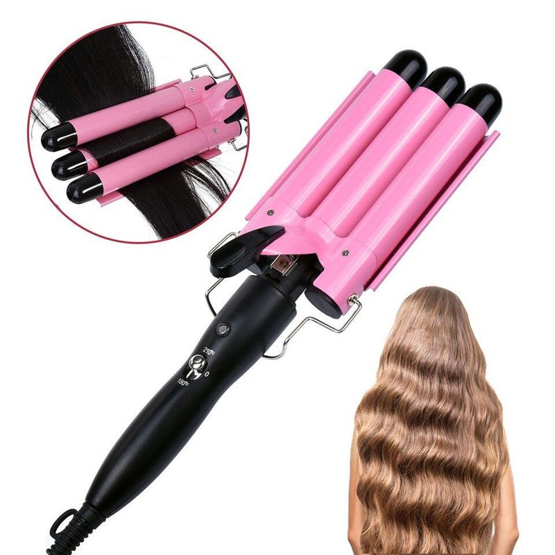 GENERICO - Pinza Rizador 3 tubos De Cabello Ondas Rizadora Ondulador