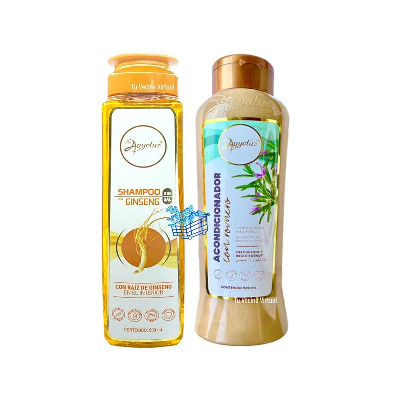 ANYELUZ - Kit x 2 shampoo ginseng y acondicionador romero  - Anyeluz