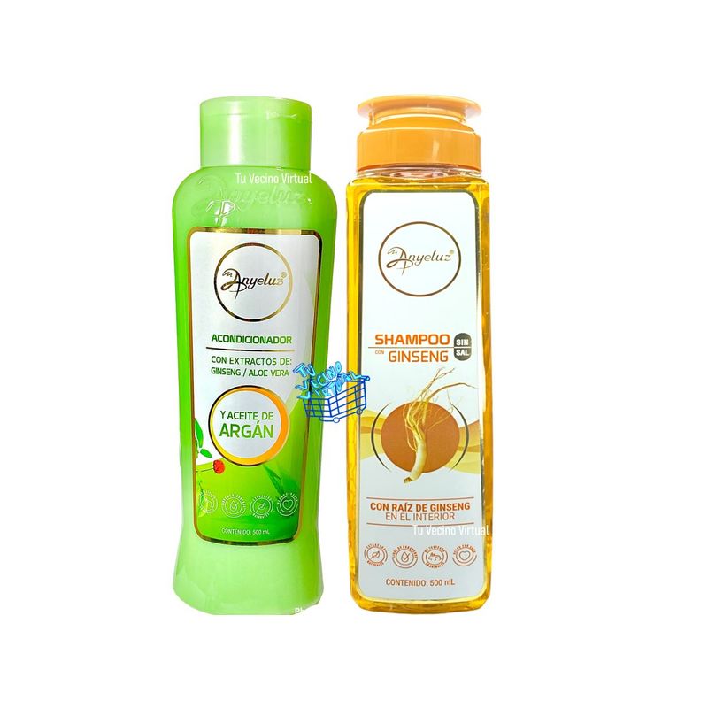 ANYELUZ - Kit x 2 shampoo ginseng y acondicionador aloe vera  - Anyeluz