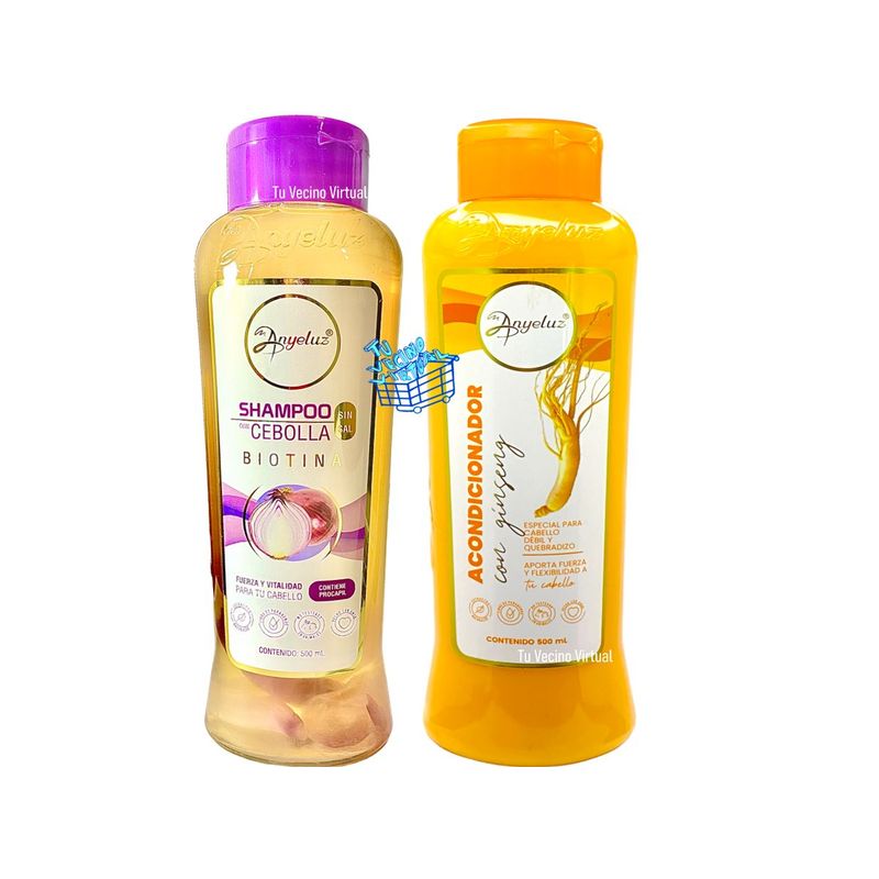 ANYELUZ - Kit x 2 shampoo cebolla  y acondicionador ginseng  - Anyeluz