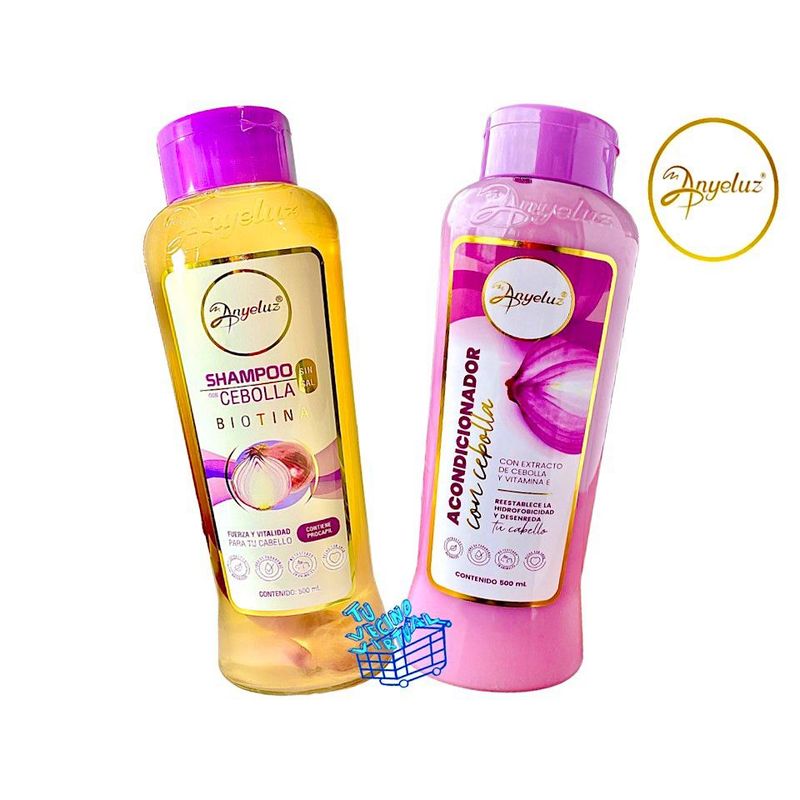 ANYELUZ - Kit x 2 shampoo cebolla  y acondicionador cebolla   - Anyeluz