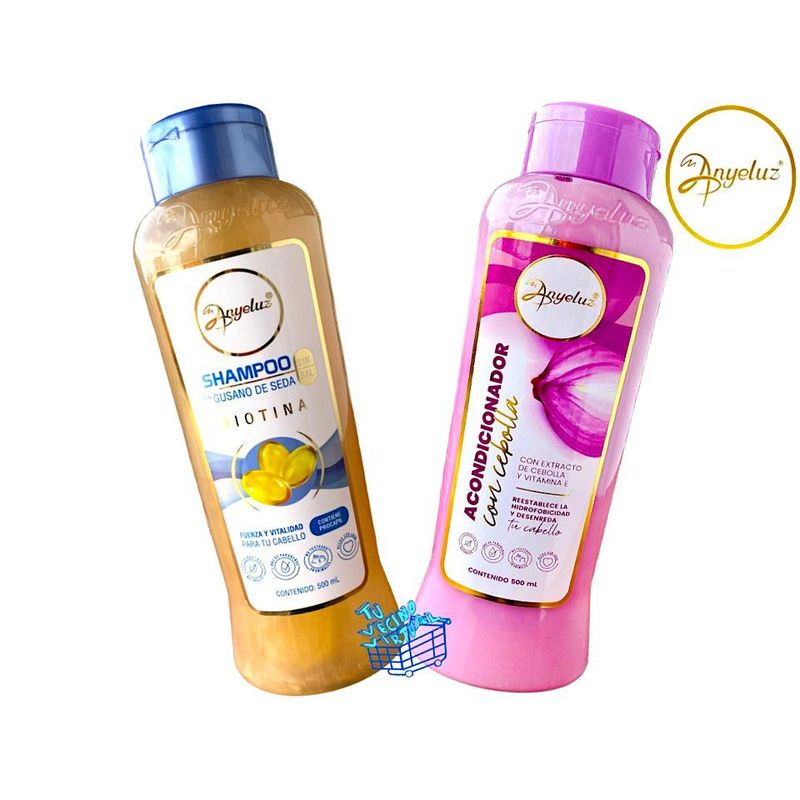 ANYELUZ - Kit x 2 shampoo gusano de seda  y acondicionador de cebolla - Anyeluz