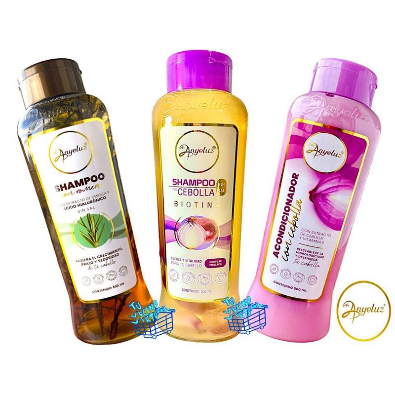 ANYELUZ - Kit x 3 shampoo romero, cebolla y acondicionador cebolla - Anyeluz