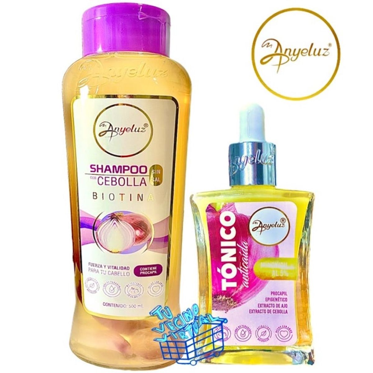 ANYELUZ - Kit x 2 shampoo cebolla y  tonico anticaida  - Anyeluz
