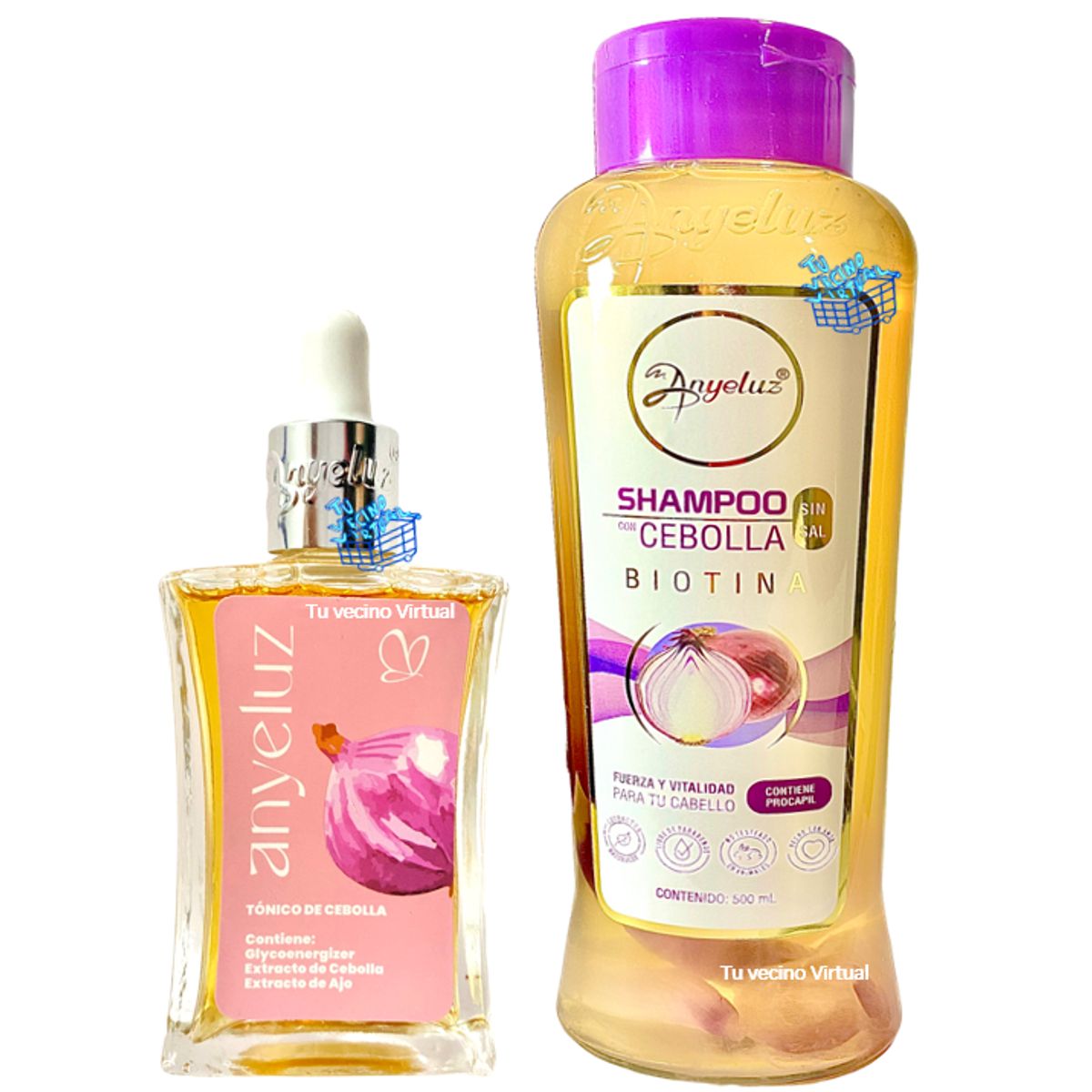ANYELUZ - Kit x 2 shampoo cebolla y  tonico anticaida  - Anyeluz