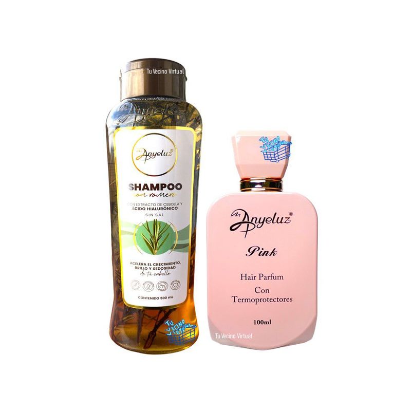 ANYELUZ - Kit x 2 Shampoo romero y perfume capilar pink  - Anyeluz