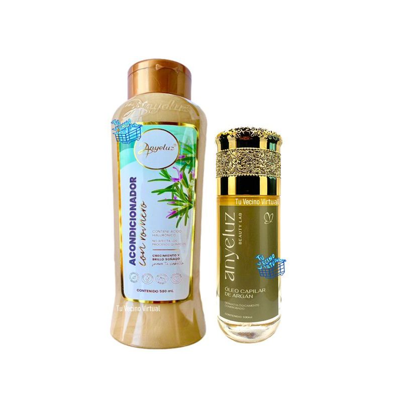 ANYELUZ - Kit x 2 Acondicionador romero y oleo capilar de argan  - Anyeluz