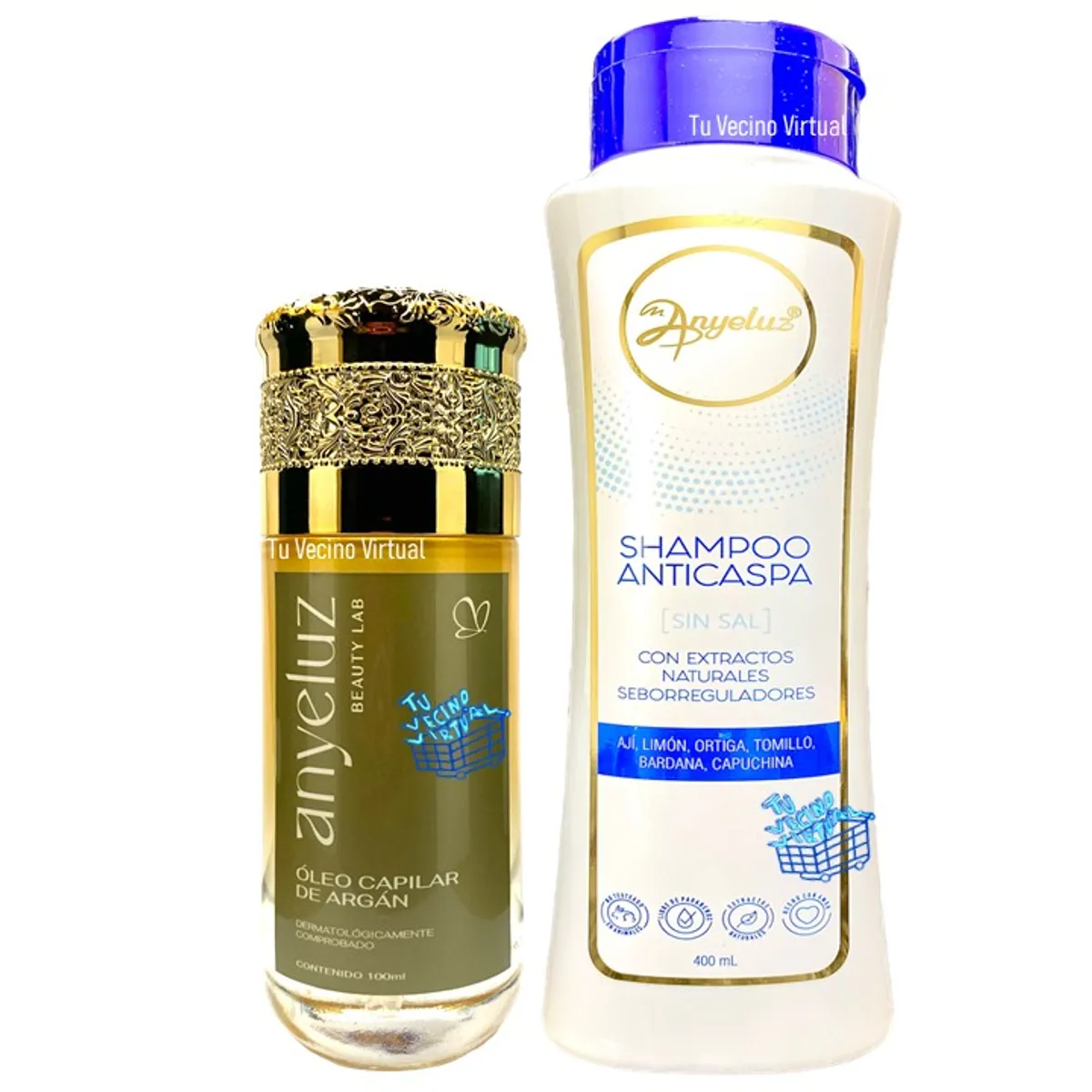 ANYELUZ - Kit x 2 Shampoo anticaspa y oleo capilar de argan  - Anyeluz