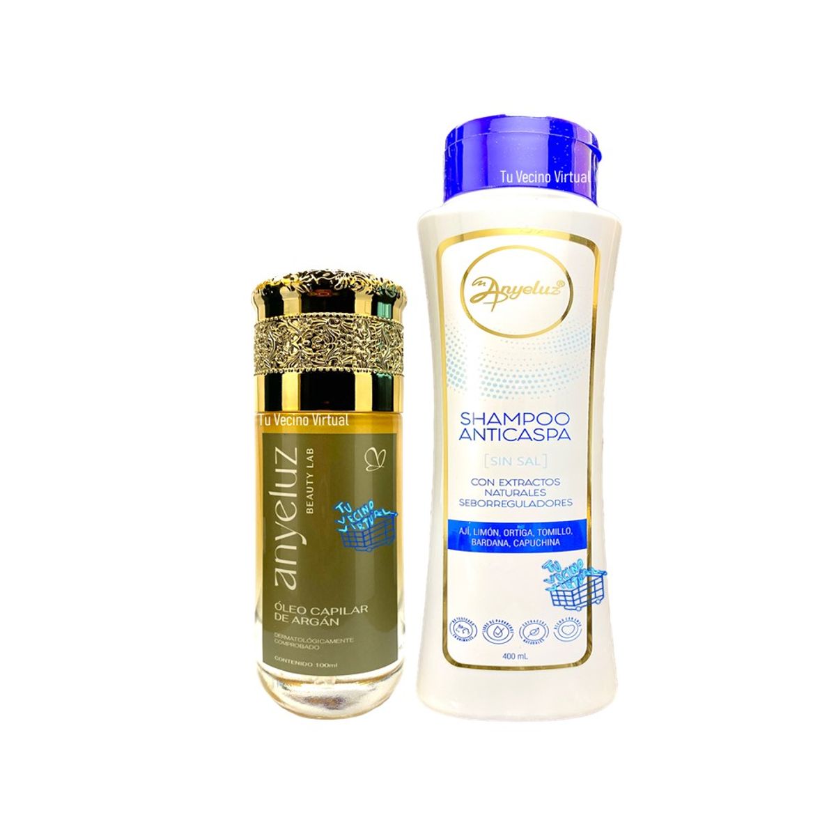 ANYELUZ - Kit x 2 Shampoo anticaspa y oleo capilar de argan  - Anyeluz