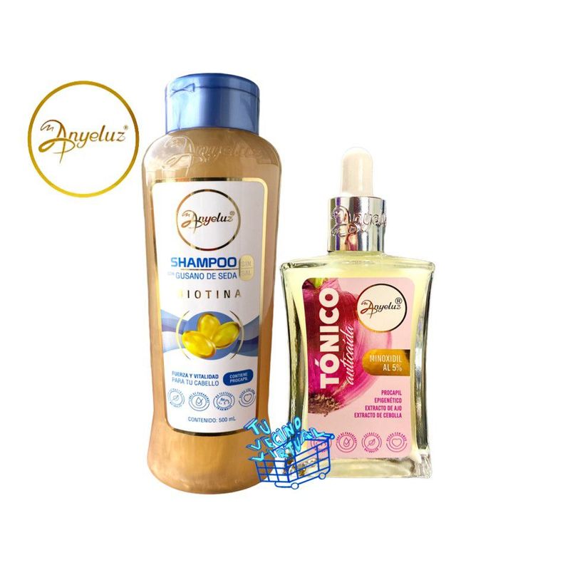ANYELUZ - Kit x 2 shampoo gusano de seda y tonico anticaida  - Anyeluz