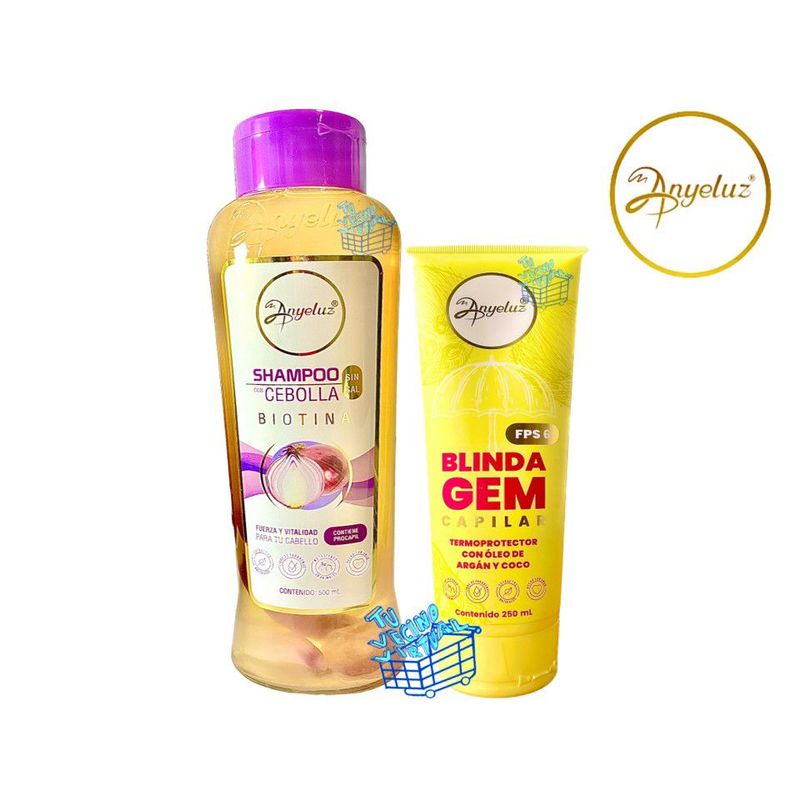 ANYELUZ - Kit x 2 Shampoo cebolla y termoprotector blindagem - Anyeluz