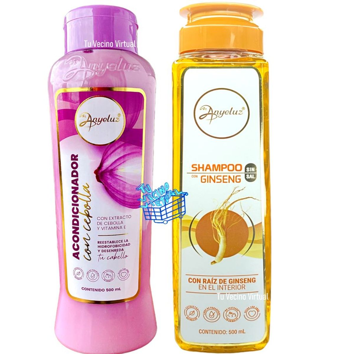 ANYELUZ - Kit x 2 shampoo ginseng y acondicionador cebolla  - Anyeluz
