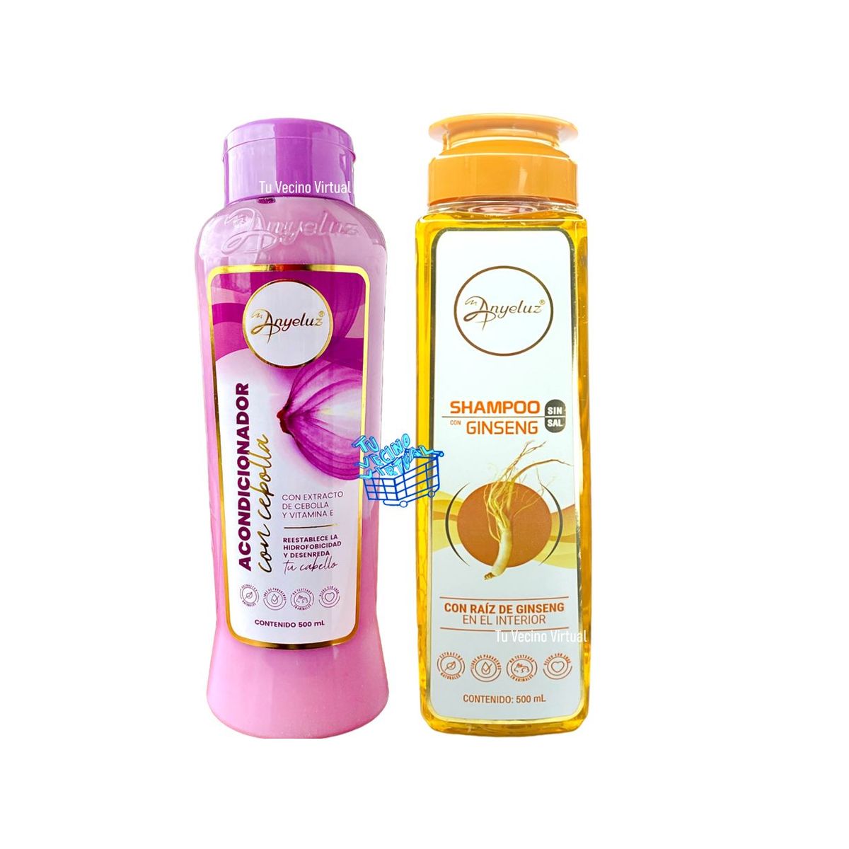 ANYELUZ - Kit x 2 shampoo ginseng y acondicionador cebolla  - Anyeluz