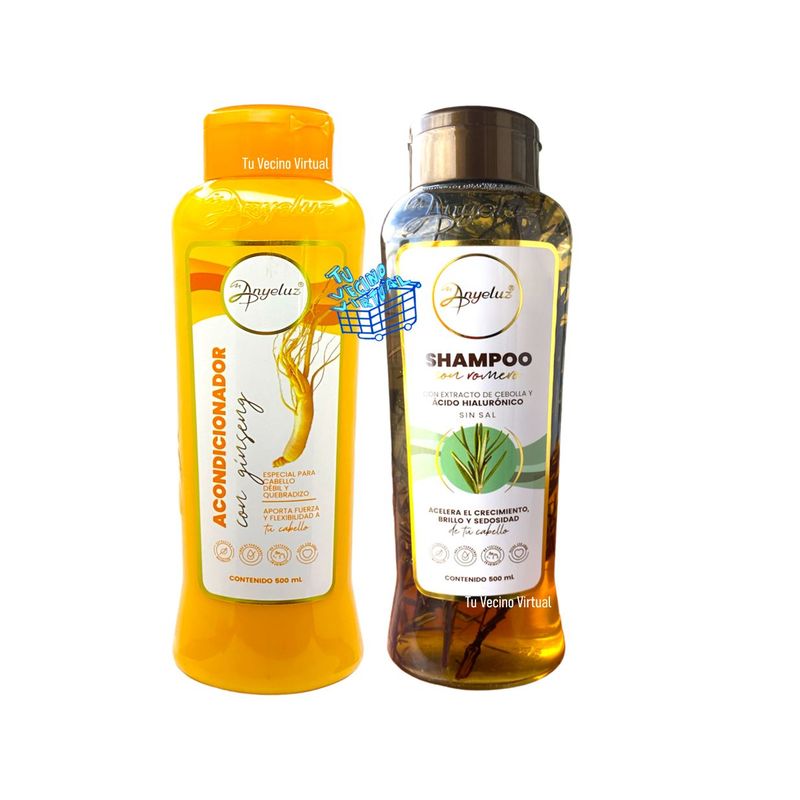 ANYELUZ - Kit x 2 shampoo romero  y acondicionador ginseng  - Anyeluz