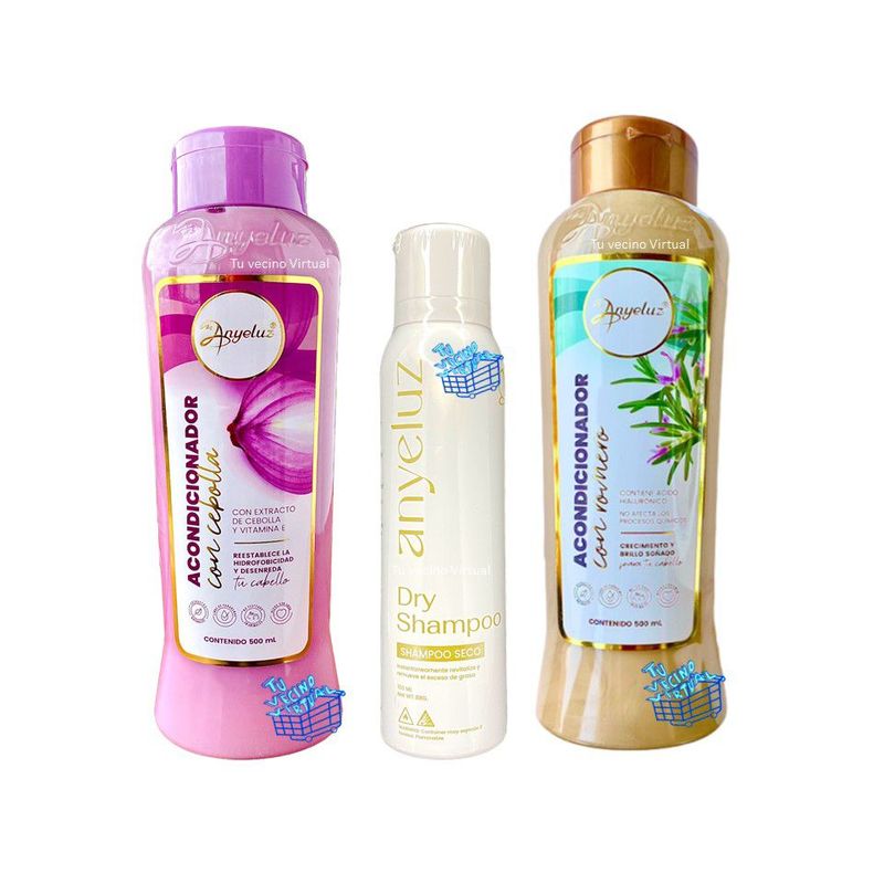 ANYELUZ - Kit x 3 acondicionador romero, cebolla y shampoo seco - Anyeluz