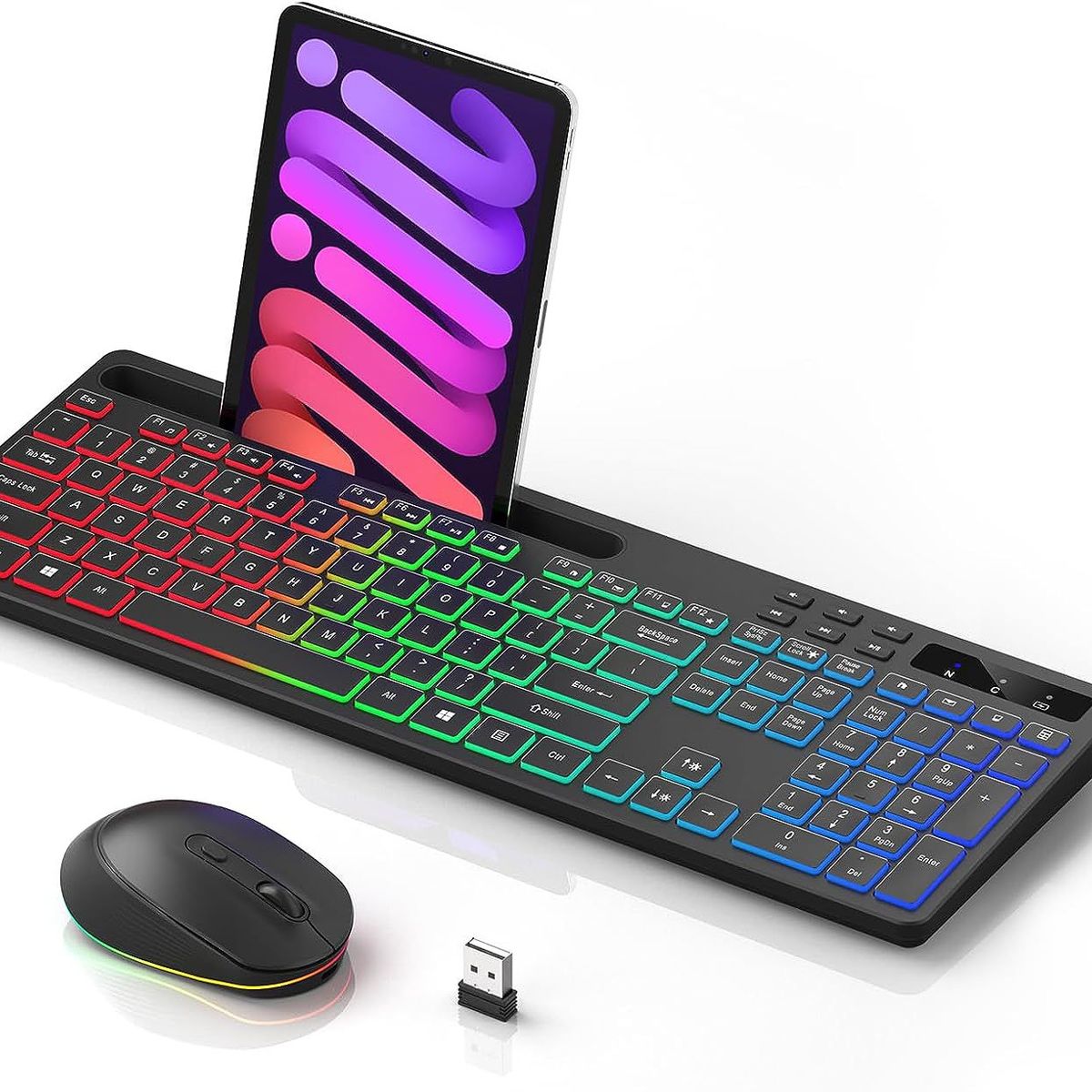 GENERICO - Combo Teclado y Mouse Inalámbricos Bateria Recargables Retroiluminado