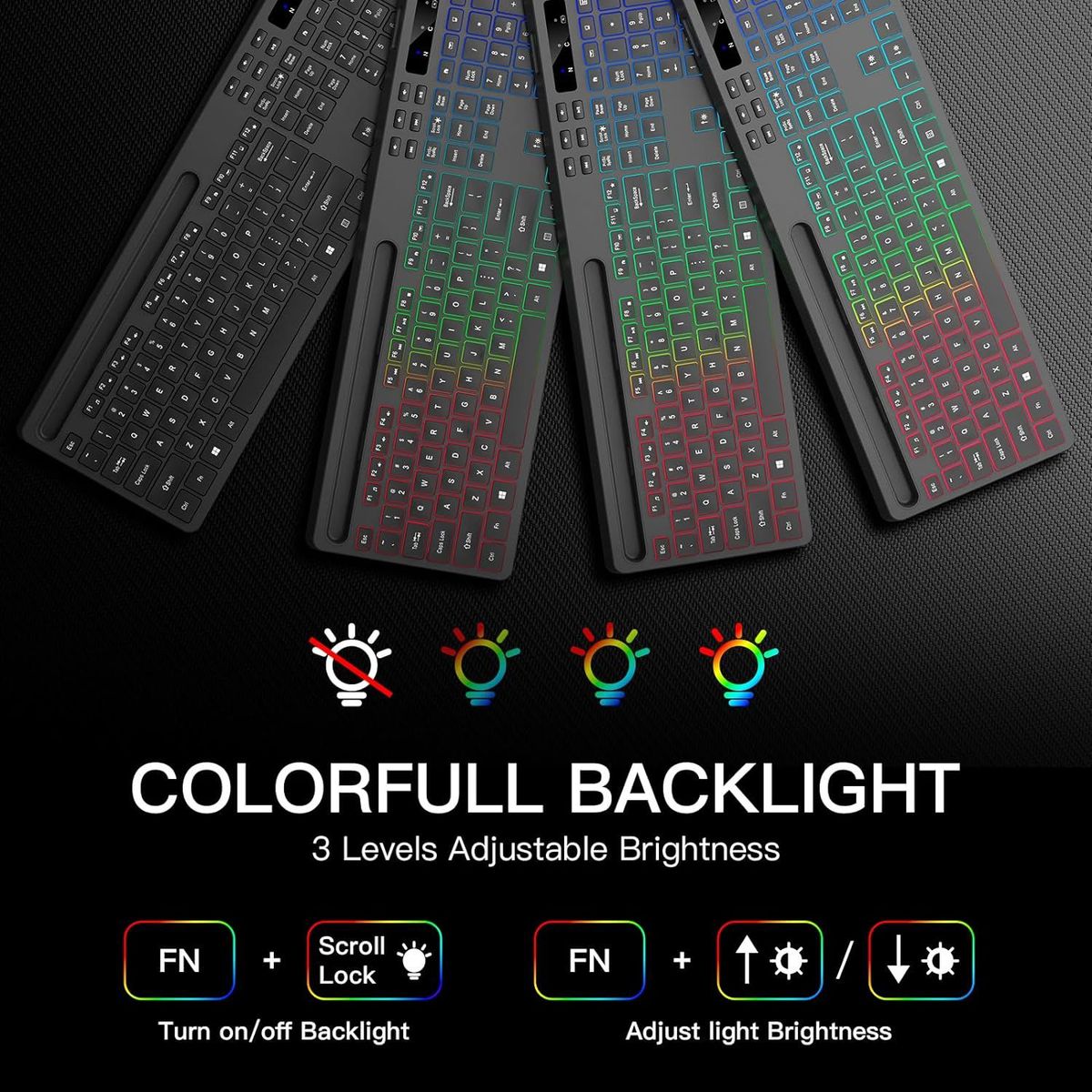 GENERICO - Combo Teclado y Mouse Inalámbricos Bateria Recargables Retroiluminado