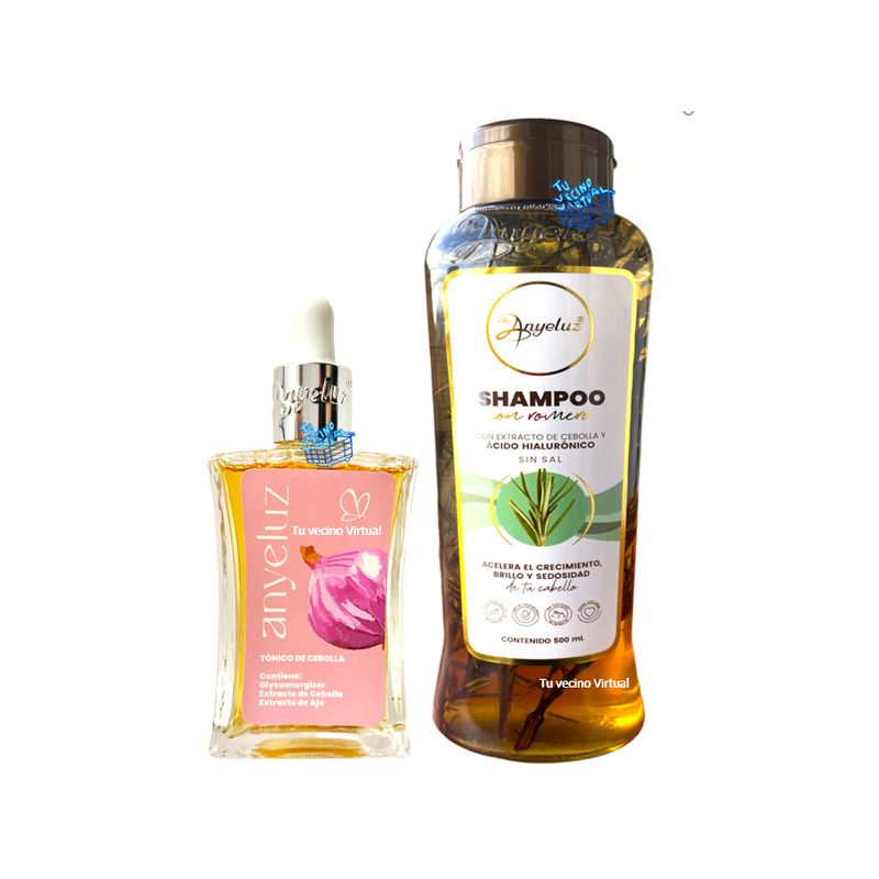 ANYELUZ - Kit x 2 shampoo romero y tonico anticaida  - Anyeluz