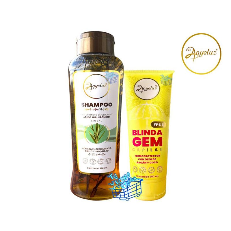 ANYELUZ - Kit x 2 Shampoo romero y termoprotector blindagem - Anyeluz