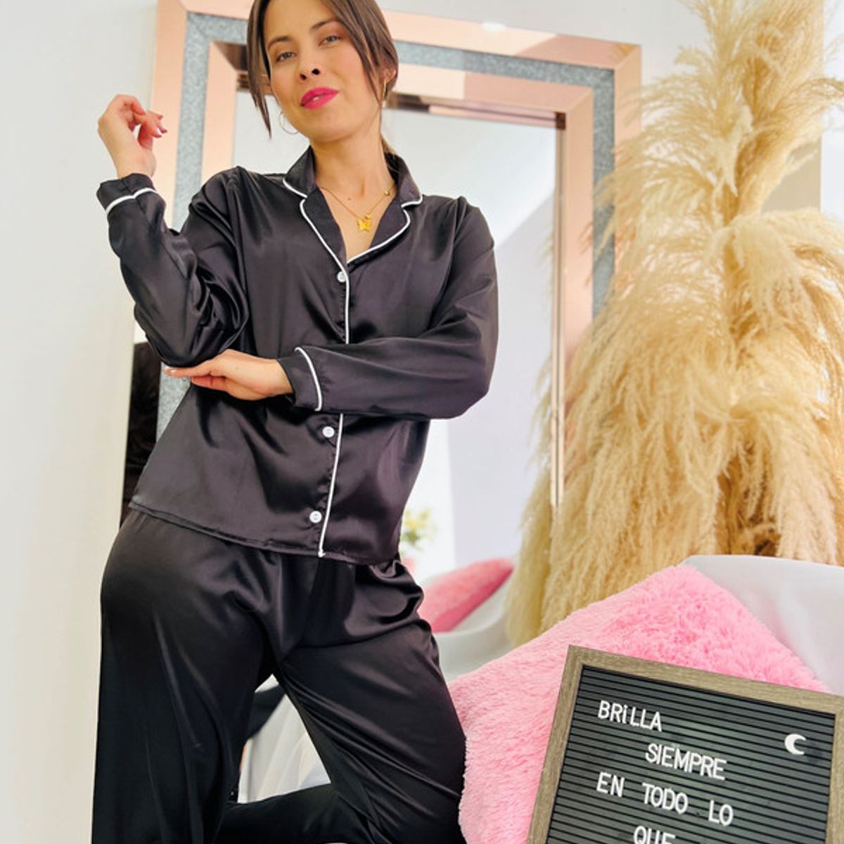 BY MORNING - Pijama Pantalón Sat Negro 1529