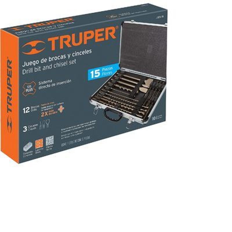 TRUPER - Juego de 15 brocas y cinceles SDS plus en estuche, Truper