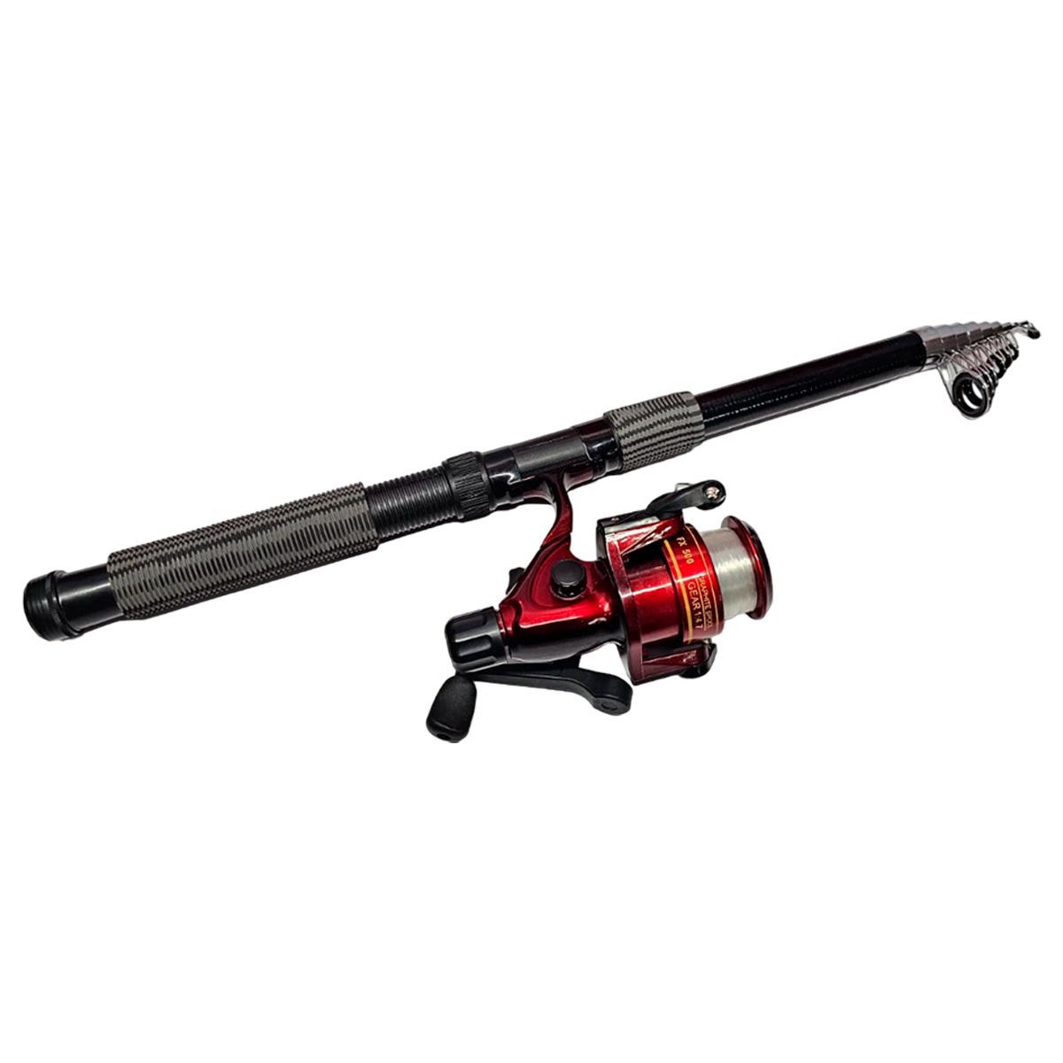 GENERICO - Caña Pescar Telescópica Barra 360 + Carrete Fina Fibra Pesca