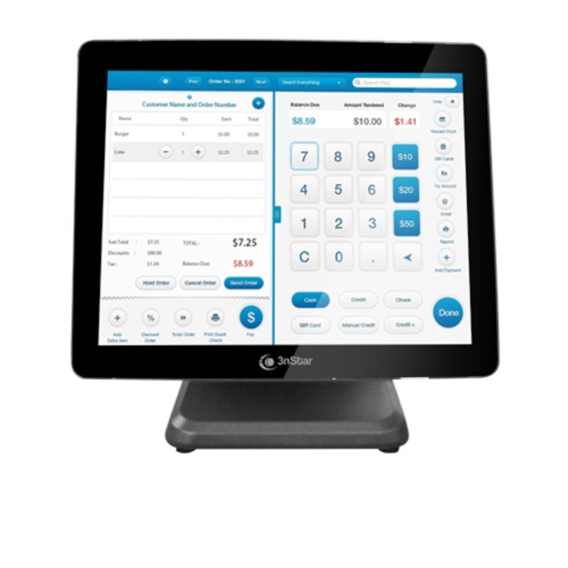 3NSTAR - Sistema caja AIO 3nstar POS J6412 20GHz 4GB 120SSD 15 Linux Pantalla táctil