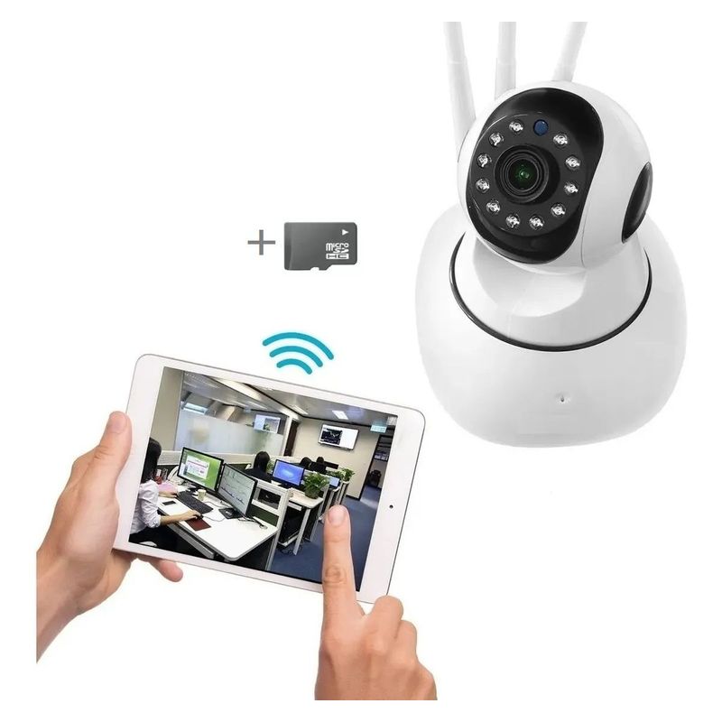 AWEI - Q5 Cámara De Seguridad 360 Robótica Wifi Chens Color Blanco + SD 64 GB