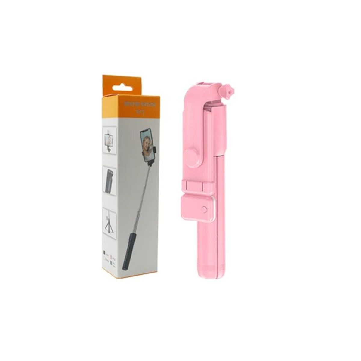 GENERICO - Palo Selfie inalámbrico con Bluetooth luz de relleno LED R1S Rosa