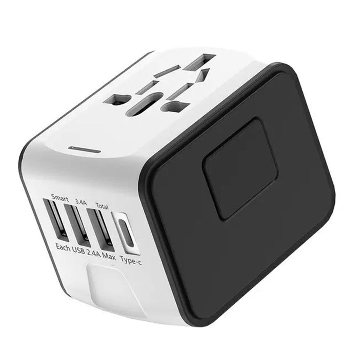 GENERICO - Adaptador enchufe universal de viaje US-UK-EU-AU - USB-C + USB Blanco