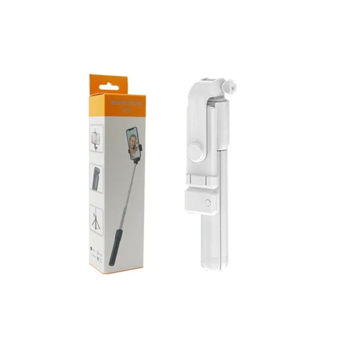 GENERICO - Palo Selfie inalámbrico con Bluetooth luz de relleno LED R1S Blanco