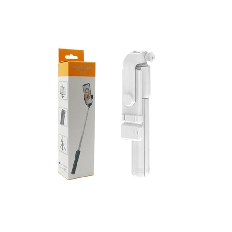 GENERICO - Palo Selfie inalámbrico con Bluetooth luz de relleno LED R1S Blanco