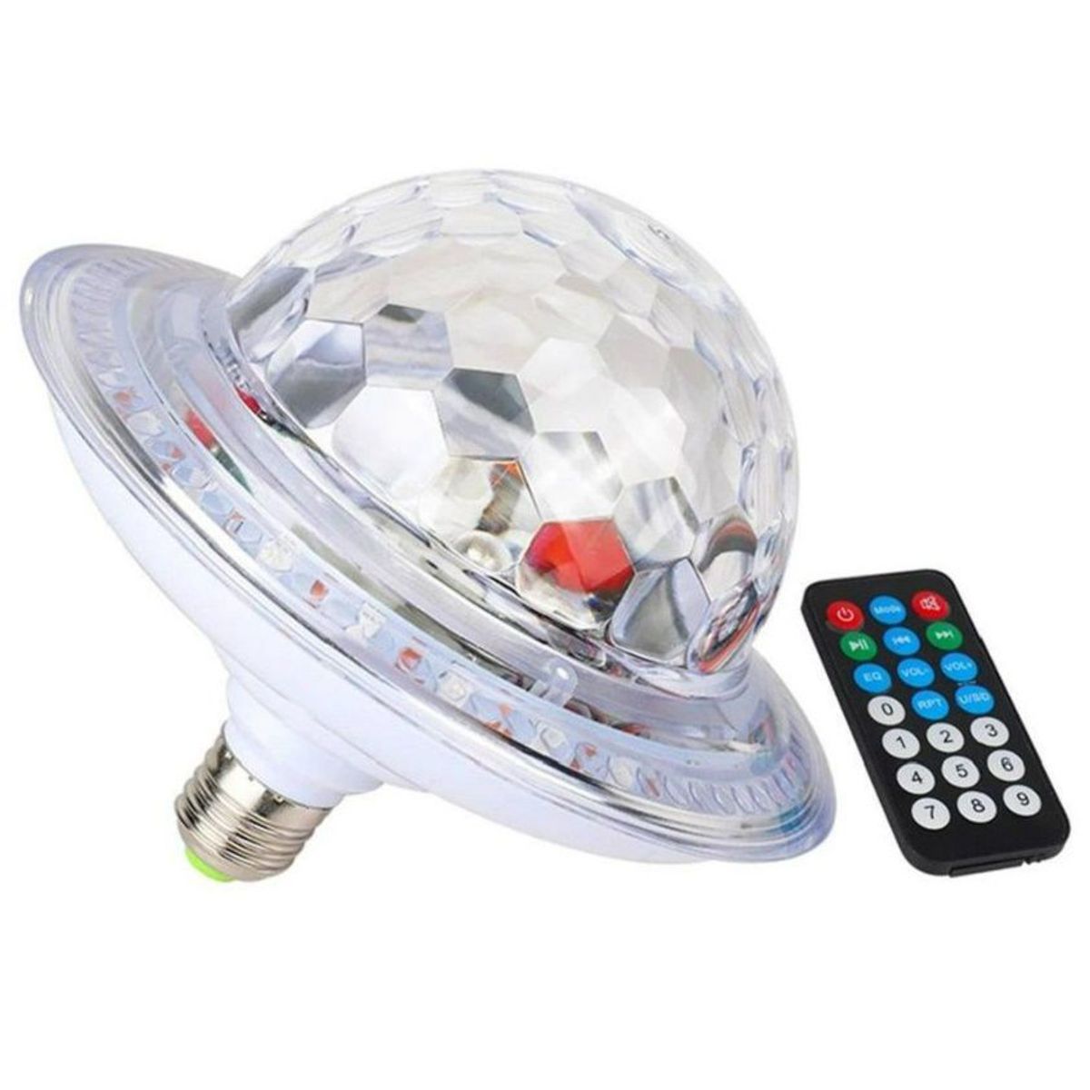 GENERICO - Bombillo Parlante Platillo Bluetooth + Control Remoto Luces