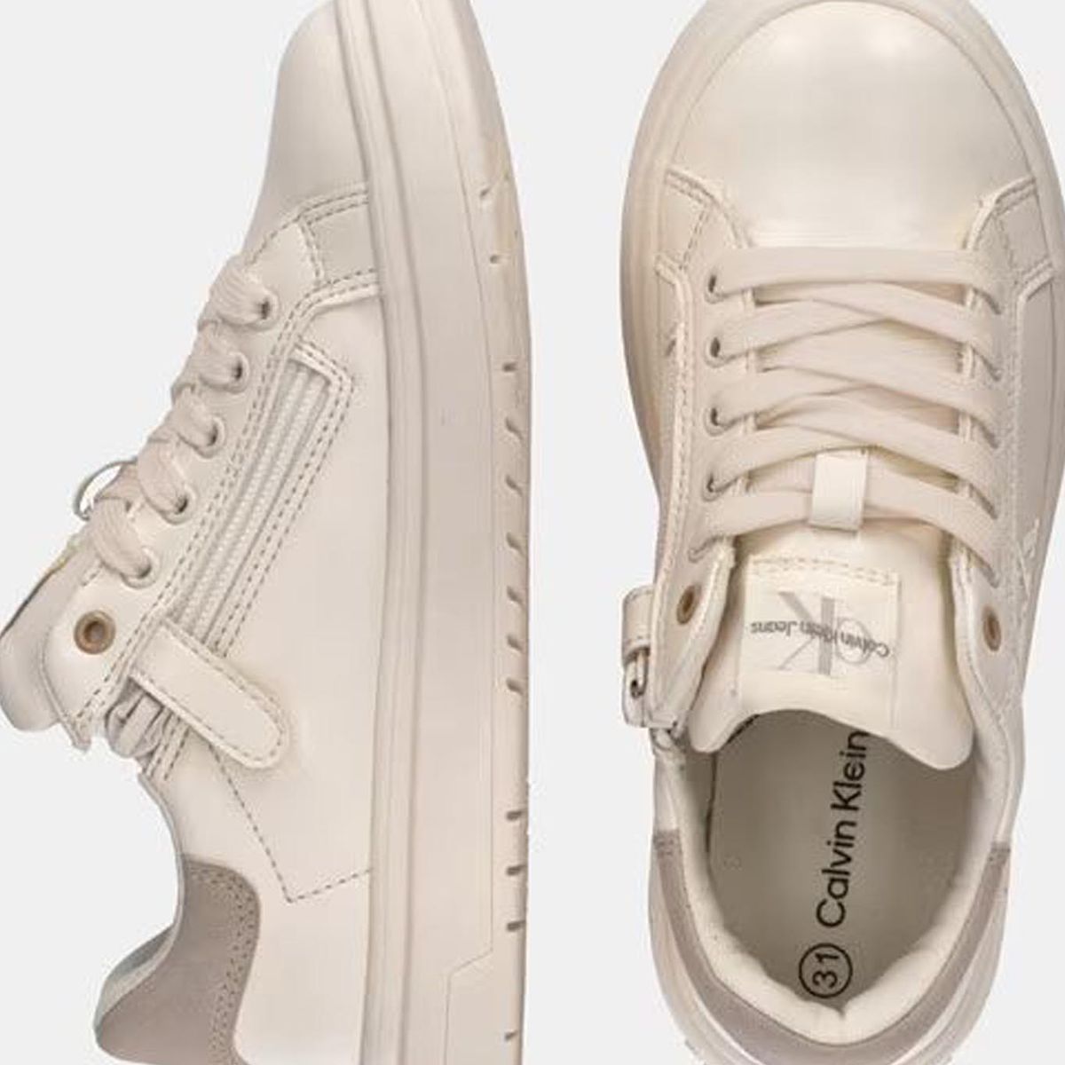 CALVIN KLEIN - Tenis Beige Casuales Niña con Cremallera Lateral Calvin Klein