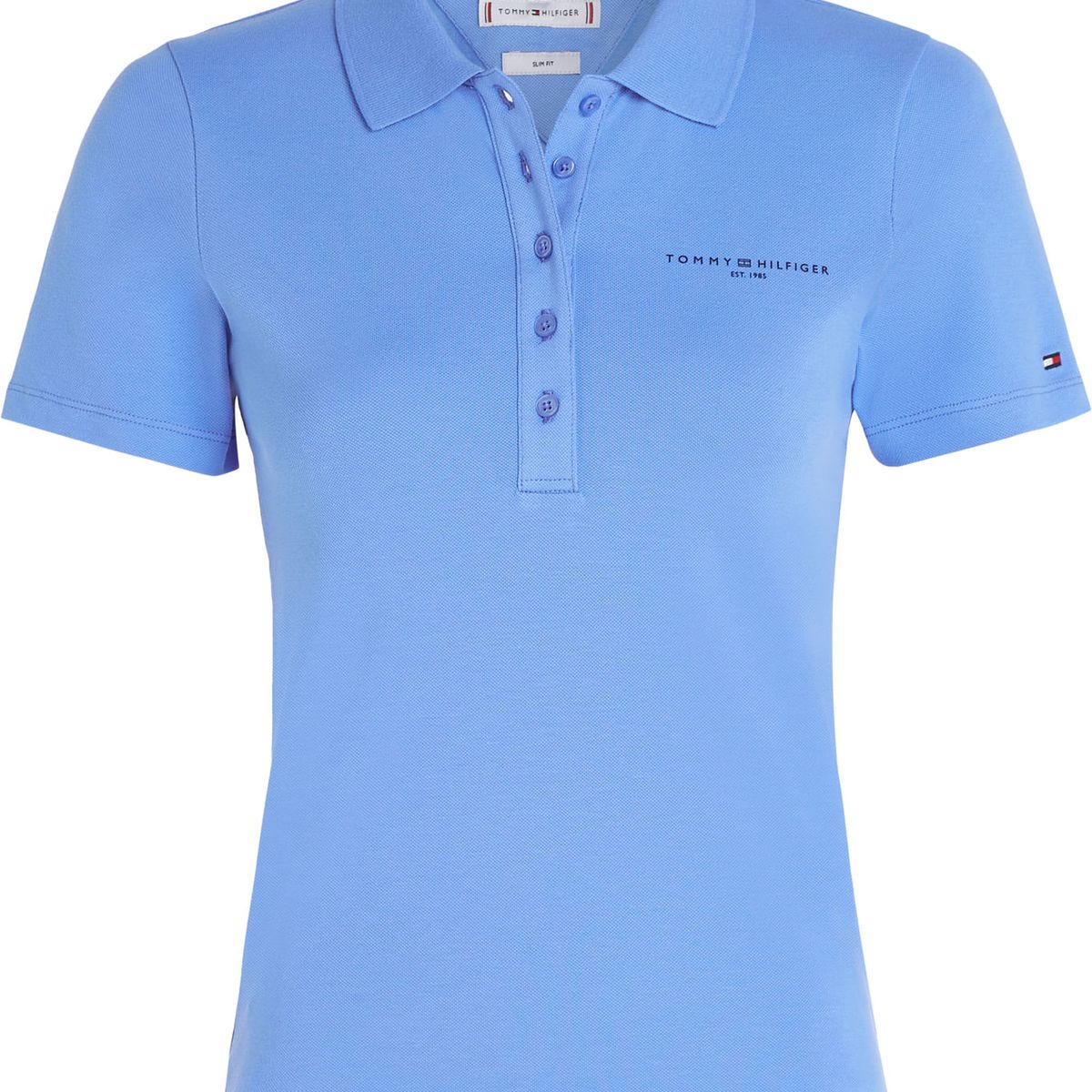 TOMMY HILFIGER - Polo Azul De Corte Slim Con Logo Distintivo Para Mujer Tommy Hilfiger