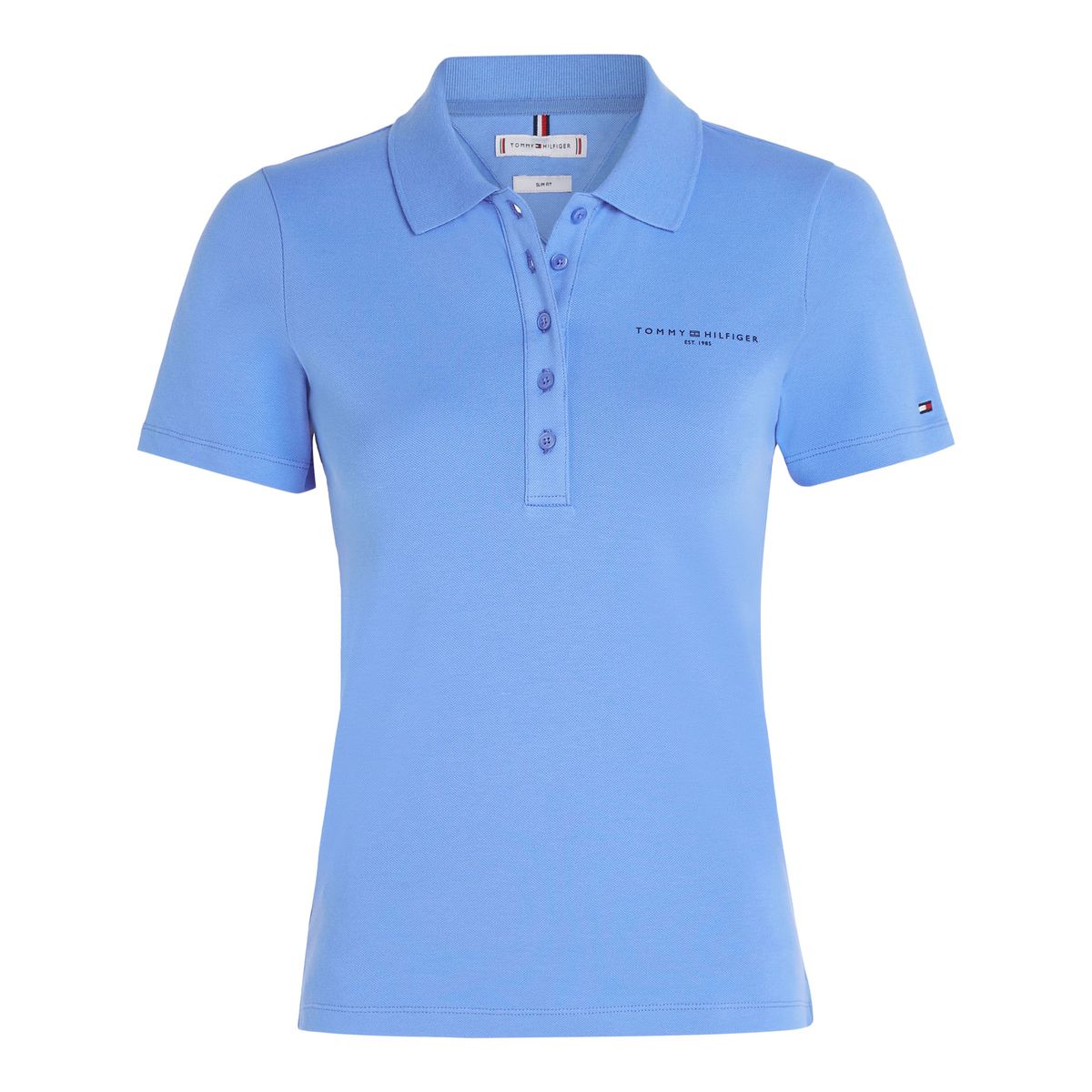 TOMMY HILFIGER - Polo Azul De Corte Slim Con Logo Distintivo Para Mujer Tommy Hilfiger
