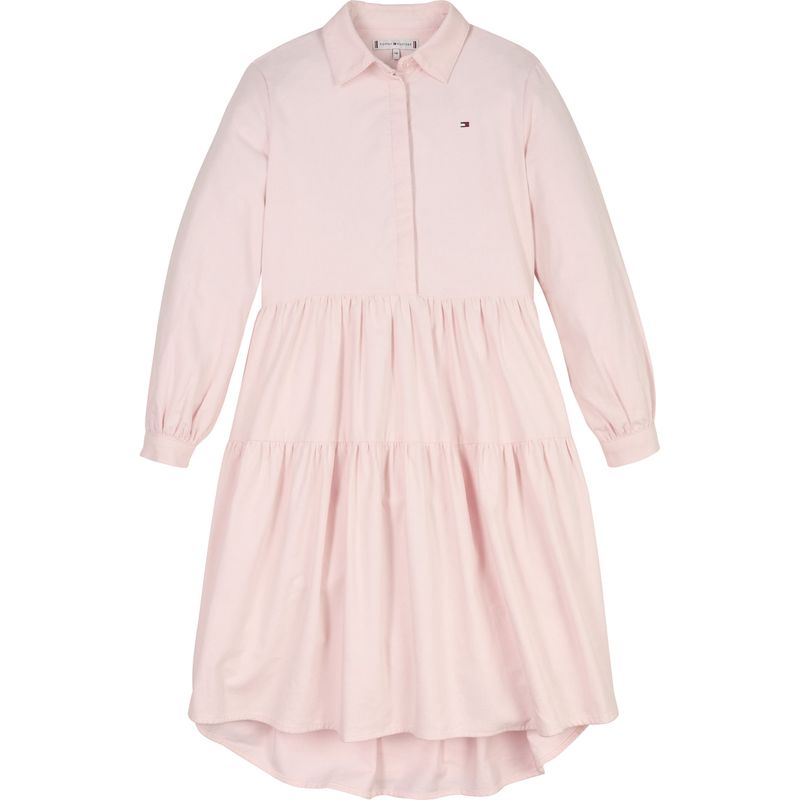 TOMMY HILFIGER - Vestido Rosado Manga Larga Para Niñas Tommy Hilfiger