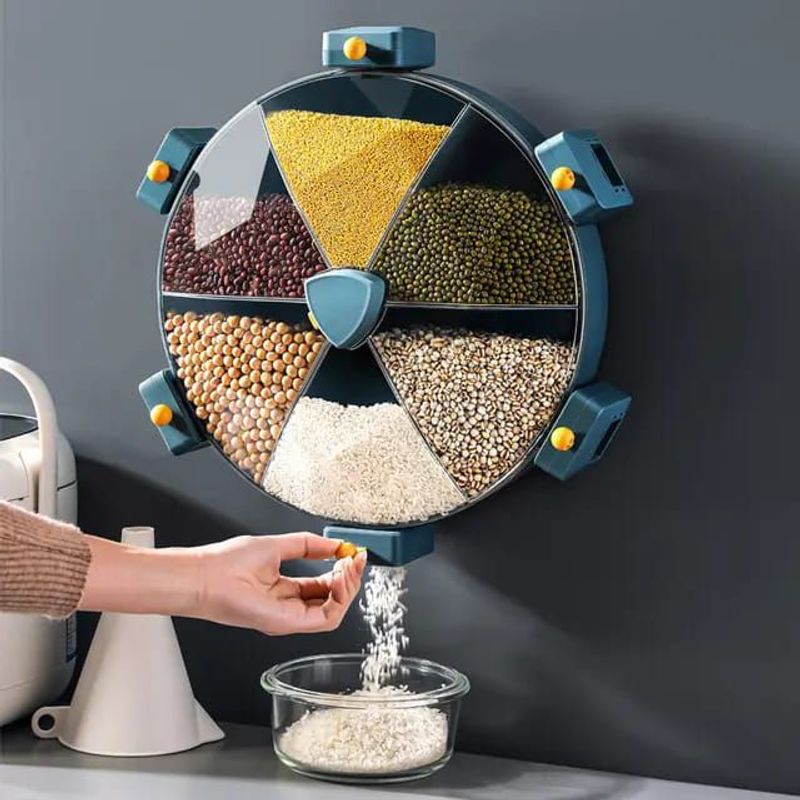 HOME STUFF - Dispensador Giratorio De Granos Con 6 Compartimientos Grande Pared.