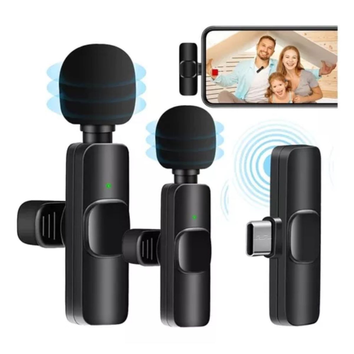 GENERICO - Micrófono Inalámbrico Tipo C de Solapa 2 en 1 K9 Plug And Play