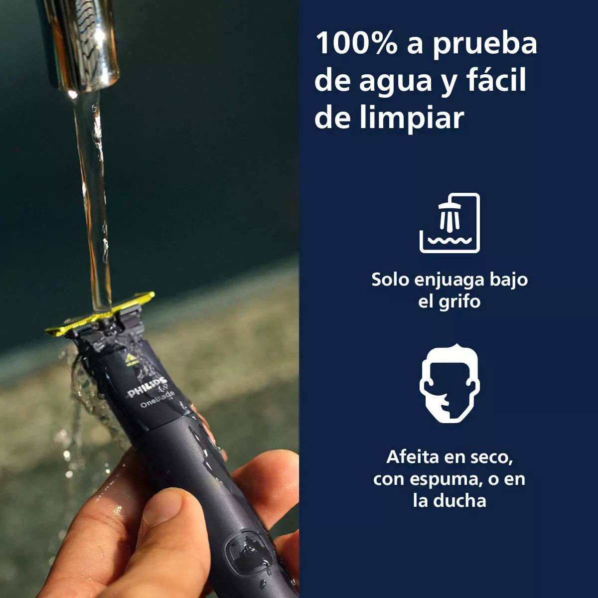 PHILIPS - Afeitadora Philips One Blade Barba A raz Patillas Seco o Humedo