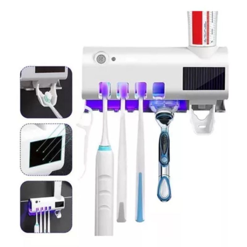 GENERICO - Porta Cepillo Dispensador De Crema Y Esterilizador Blanco