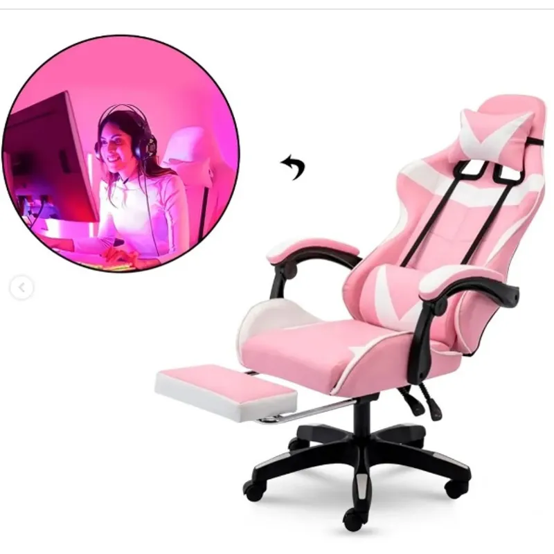 GENERICO - Silla Gamer Escritorio Ergonomica Giratoria Ajustable Cuero