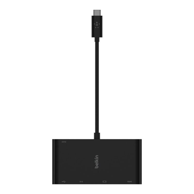 BELKIN - Belkin Adaptador USB-C a USB-A/Red RJ45/ HDMI/VGA/Con Carga Hasta 100w - Negro