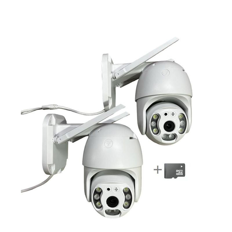AWEI - Combo 2 Cámara Ptz Robótica Ip Wifi 2MP Exterior 360° + SD 64 GB