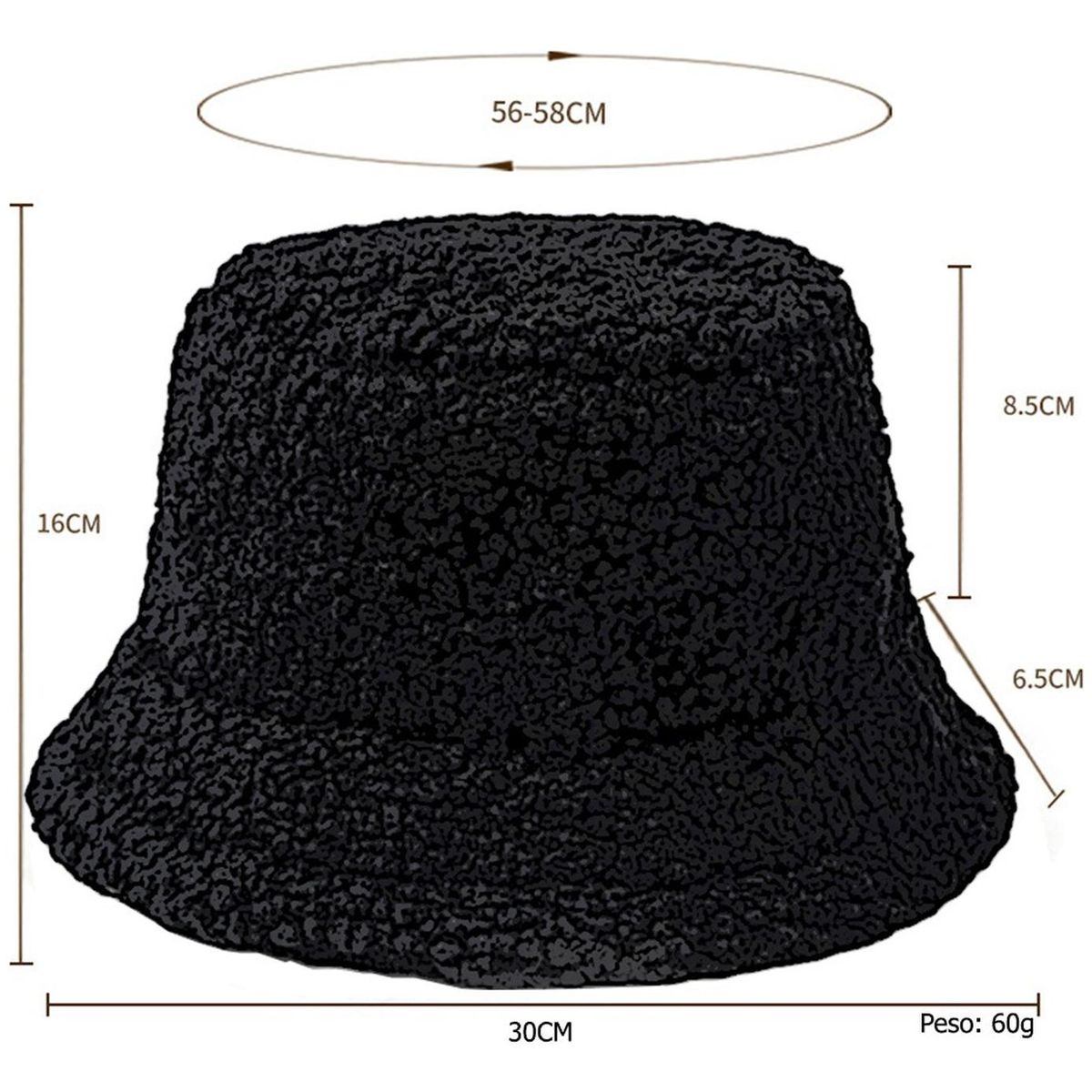 VELBROS - Gorro Pesquero Pescador Bucket Hat Sombrero Peluche Invierno - Cafe