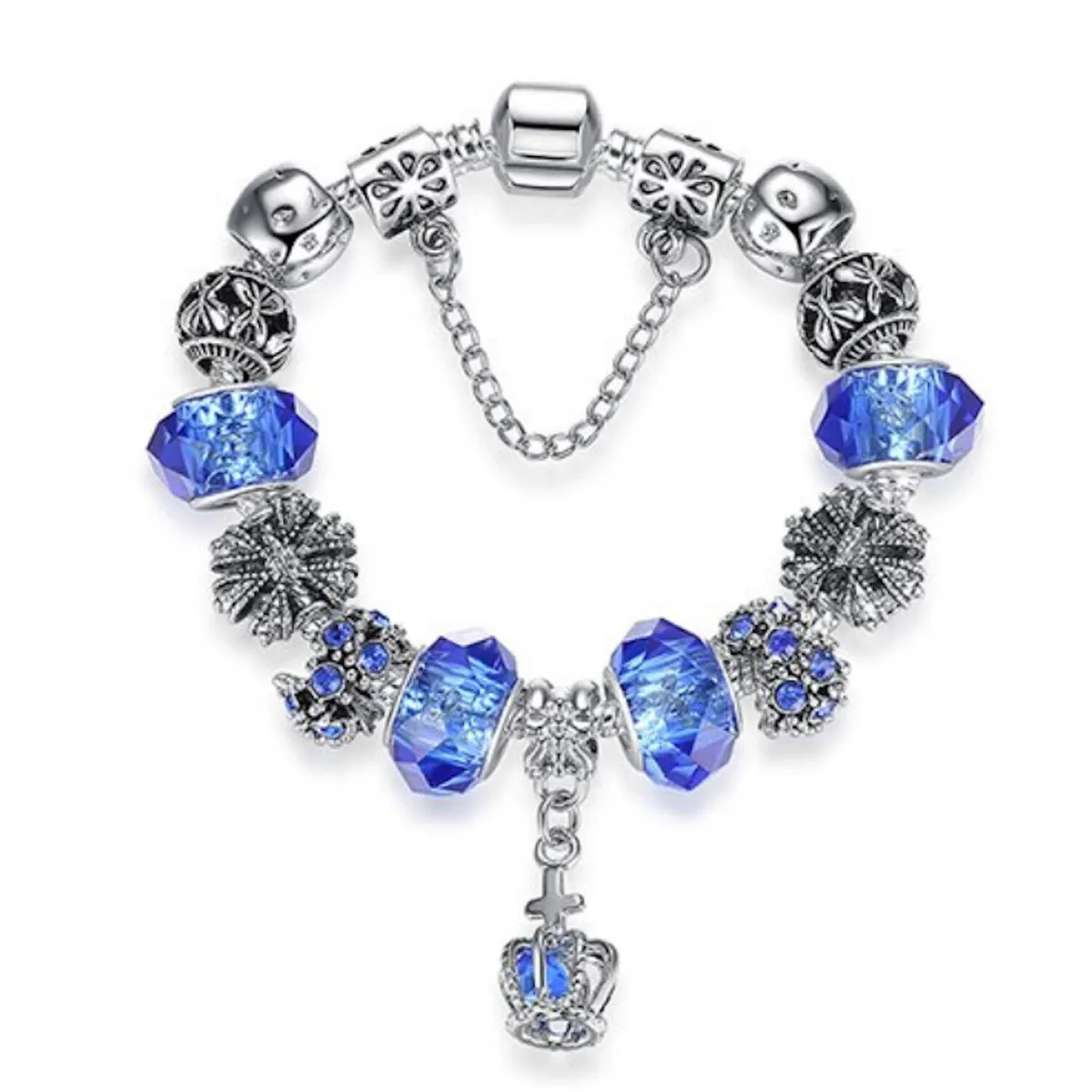 UBMD - Pulsera Dije Corazon Mujer Cuentas Cristal Murano 3788 Azul