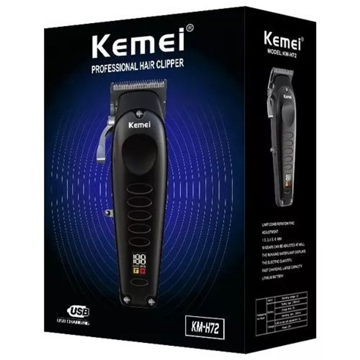 KEMEI - Maquina Inalambrica Peluquería Patillera Combo Kemei